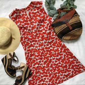Vintage 60s/70s Handmade Poppy Print Shirt Dress